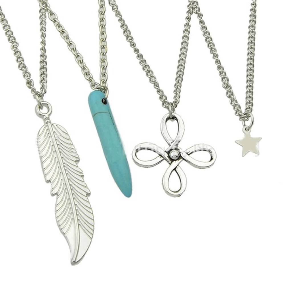 ‼️3/$30 Boho Silver Turquoise Multilayer Necklace - Picture 3 of 4